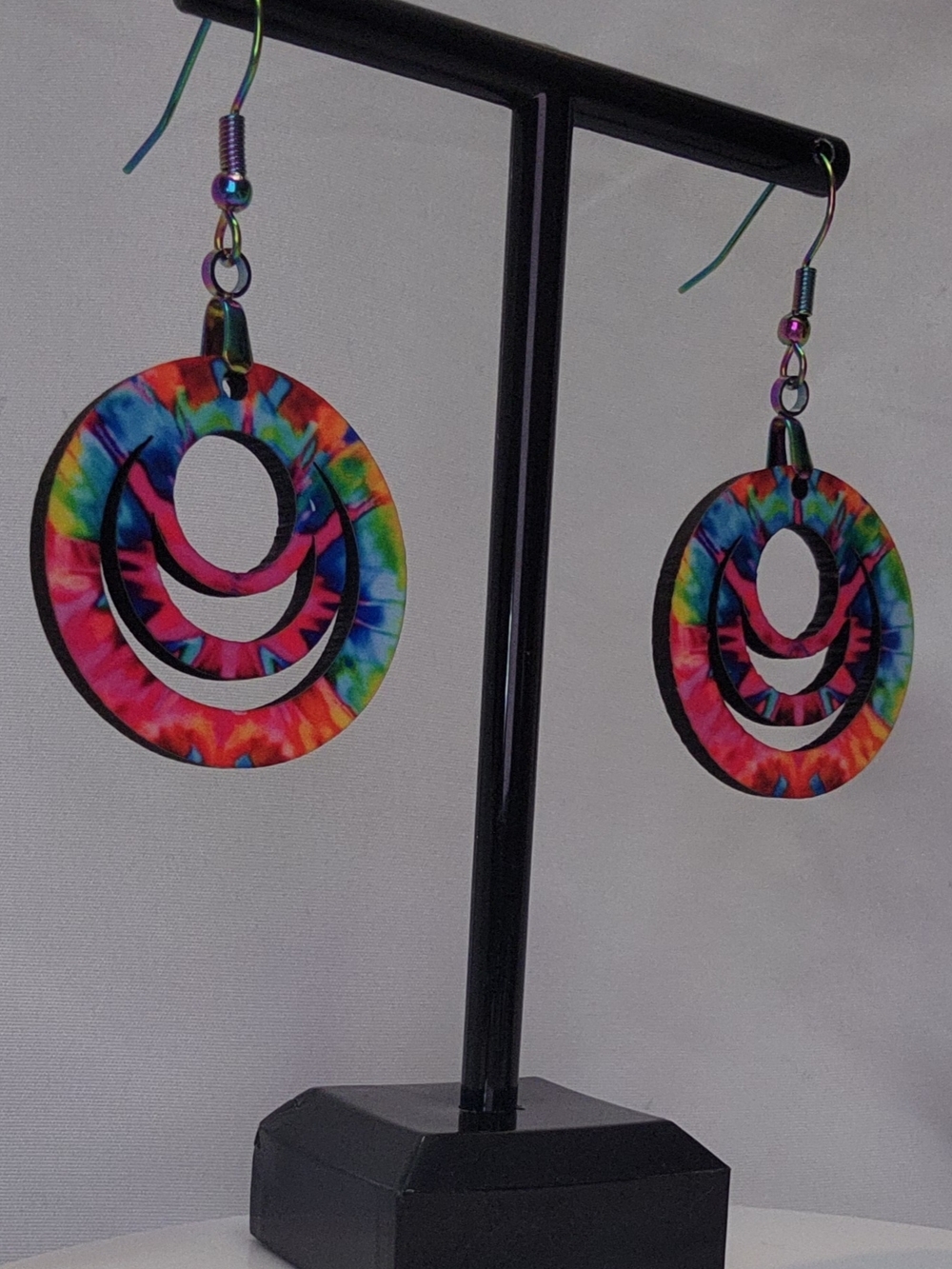 Tie-Dye Multicolor Hoop Drop Earrings - Women Jewelry